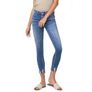 NEW VERVET BY FLYING MONKEY mid rise crop skinny jeans with exposed button fly i